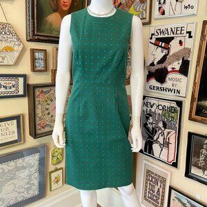 Diane Von Furstenberg Green Polka Dot Sleeveless Sheath Dress Size 4